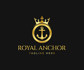 Anchor logo design. Marine logo design. Royal anchor logo vector.