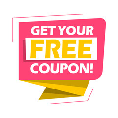 Phrase Get your FREE coupon, vector illustration