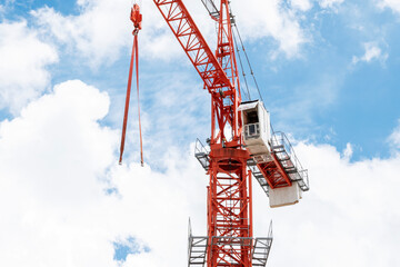 Tower construction crane with blue sky background