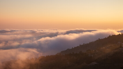Above the clouds during sunset on Palomar Mountain