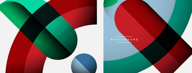 Obraz premium Trendy shapes, color minimal design composition, lines and shadows for wallpaper banner background or landing page