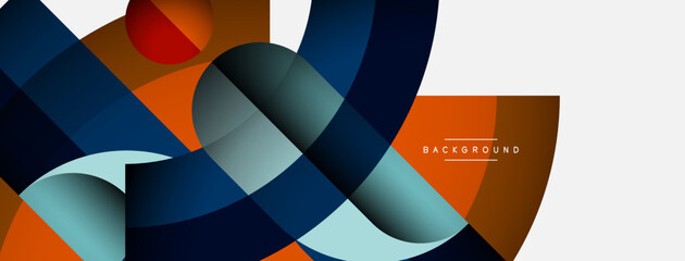 Fototapeta premium Geometric abstract background. Round shapes, circles, lines composition for wallpaper banner background or landing page
