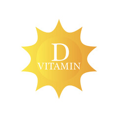 Vitamin D Icon with Sun. Vector stock illustration.