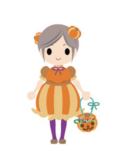 かぼちゃの衣装を着た女の子のイラスト