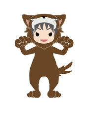 オオカミの仮装をしたイラスト