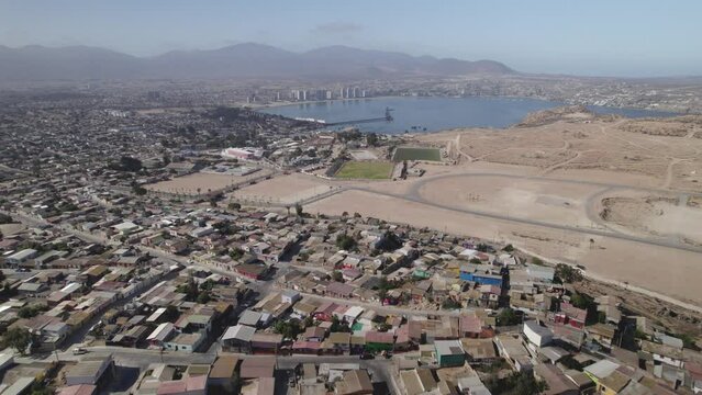 Village from chilean north beach, region of Coquimbo.