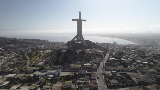 A cross monument of Coquimbo village, north coast of Chile.