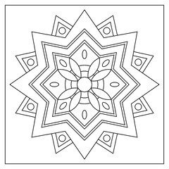 Decorative mandala art with octagon star for coloring pages for adults. Good mood. Relieve stress and anxiety. EPS8 #604