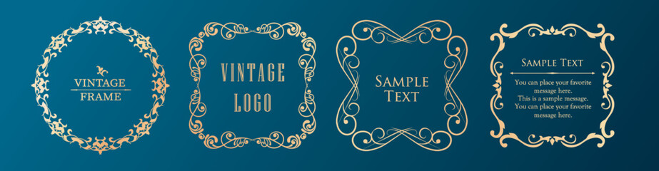 オシャレなフレーム。デザインテンプレート。ゴージャスな額のセット。