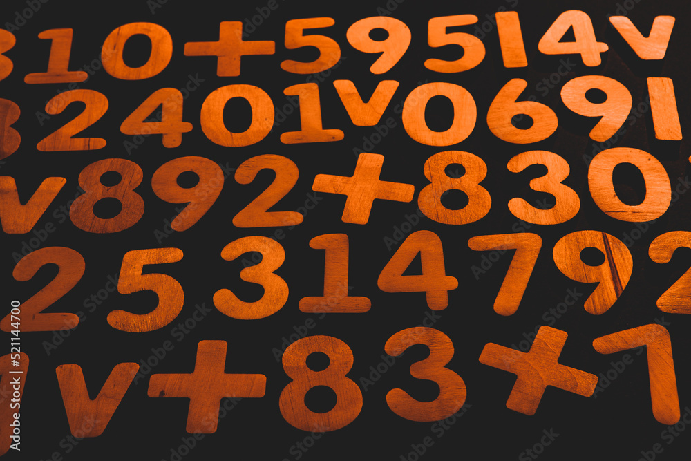 Poster background or texture of numbers. finance data concept. mathematic. seamless pattern with numbers. f