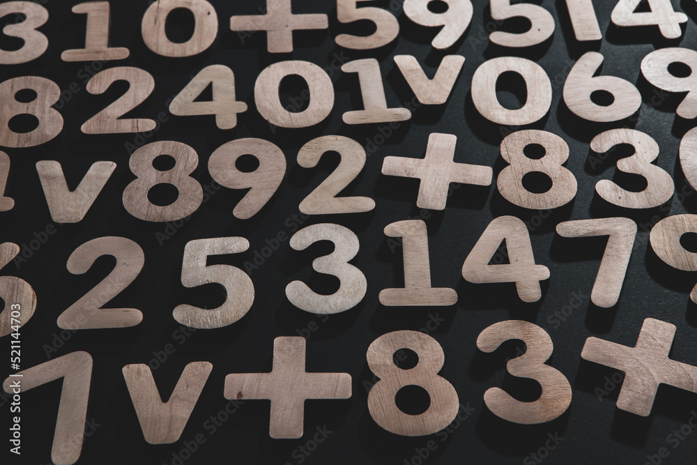 Poster background or texture of numbers. finance data concept. mathematic. seamless pattern with numbers. f
