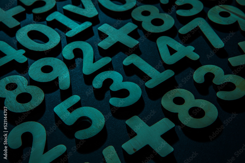Poster background or texture of numbers. finance data concept. mathematic. seamless pattern with numbers. f