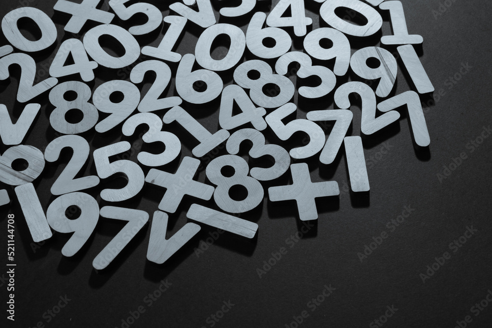 Poster background or texture of numbers. finance data concept. mathematic. seamless pattern with numbers. f