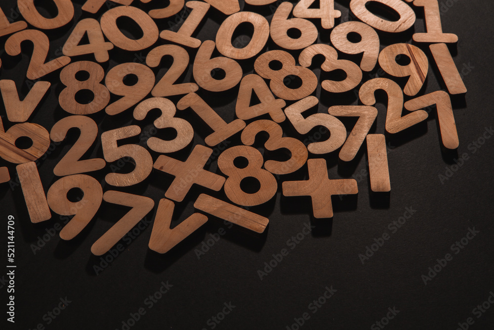 Poster background or texture of numbers. finance data concept. mathematic. seamless pattern with numbers. f