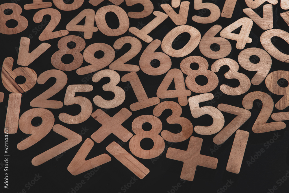 Poster background or texture of numbers. finance data concept. mathematic. seamless pattern with numbers. f
