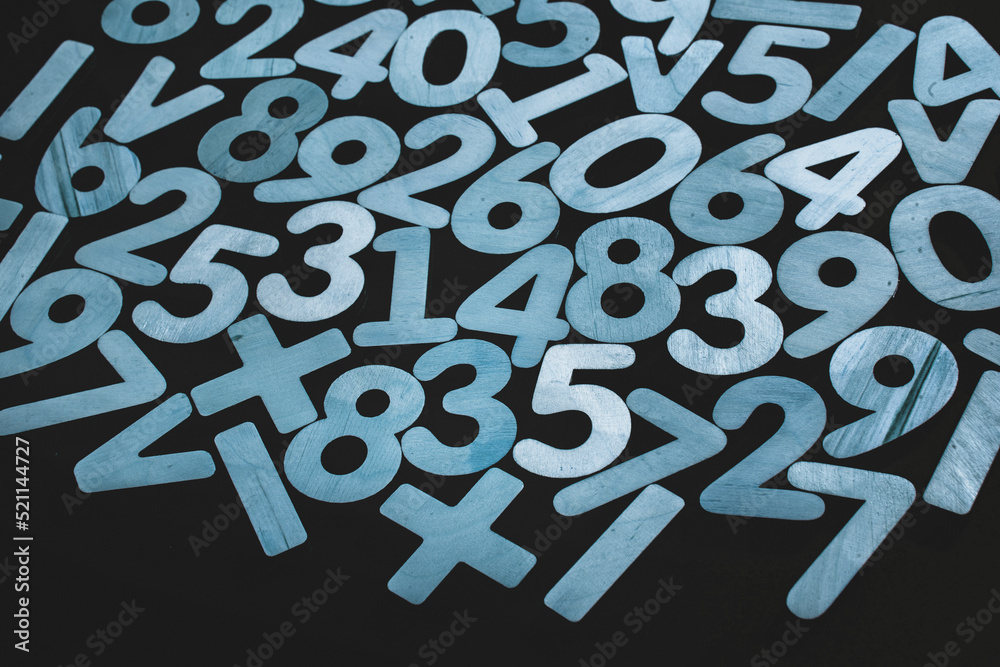Poster background or texture of numbers. finance data concept. mathematic. seamless pattern with numbers. f