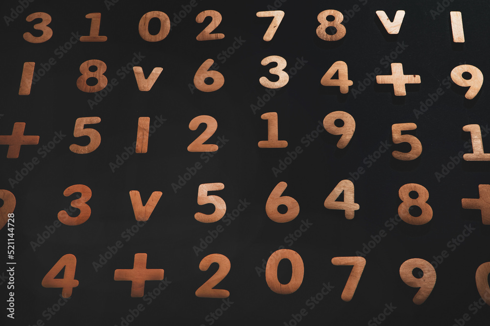 Poster background or texture of numbers. finance data concept. mathematic. seamless pattern with numbers. f
