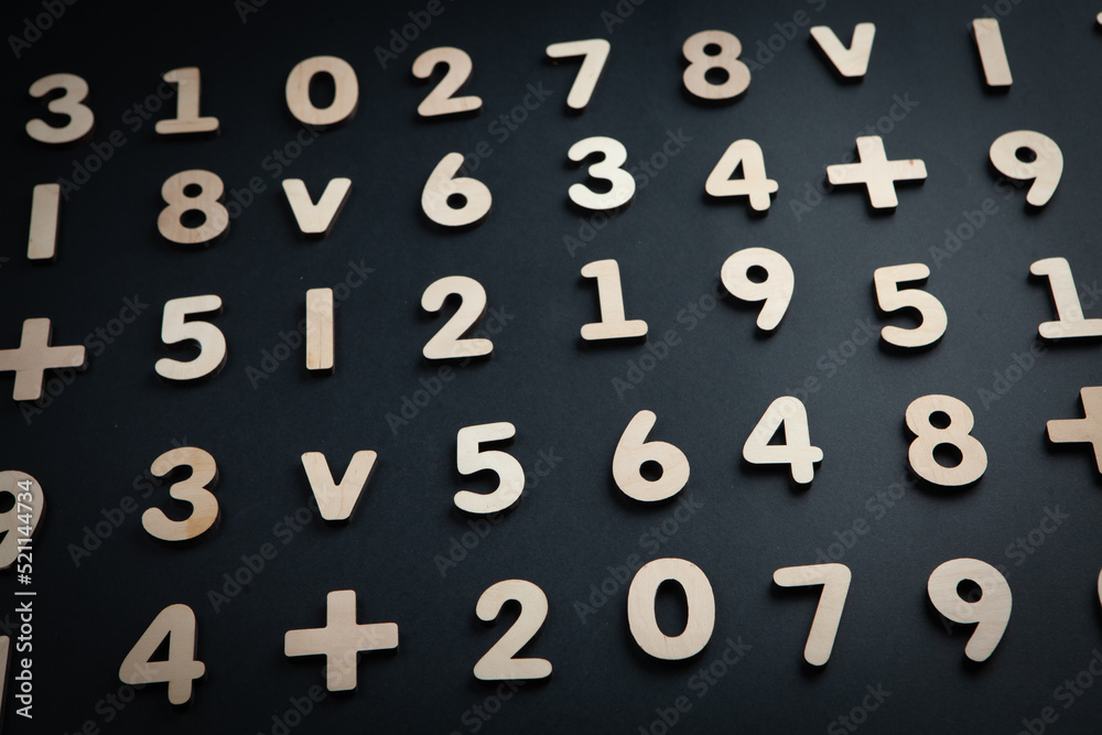 Poster background or texture of numbers. finance data concept. mathematic. seamless pattern with numbers. f