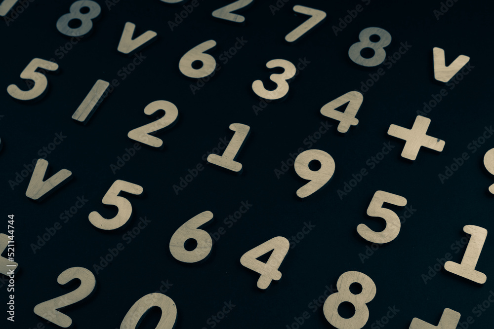 Poster background or texture of numbers. finance data concept. mathematic. seamless pattern with numbers. f