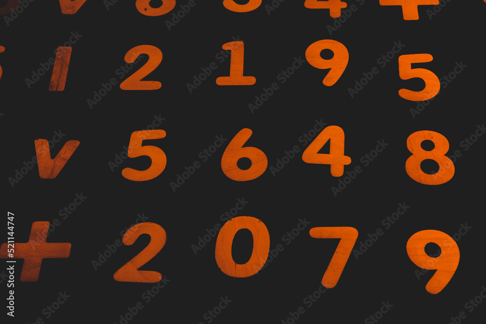 Poster background or texture of numbers. finance data concept. mathematic. seamless pattern with numbers. f