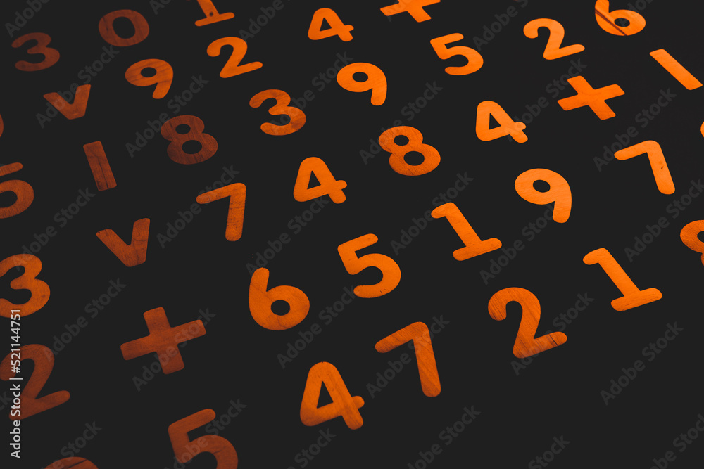 Poster background or texture of numbers. finance data concept. mathematic. seamless pattern with numbers. f