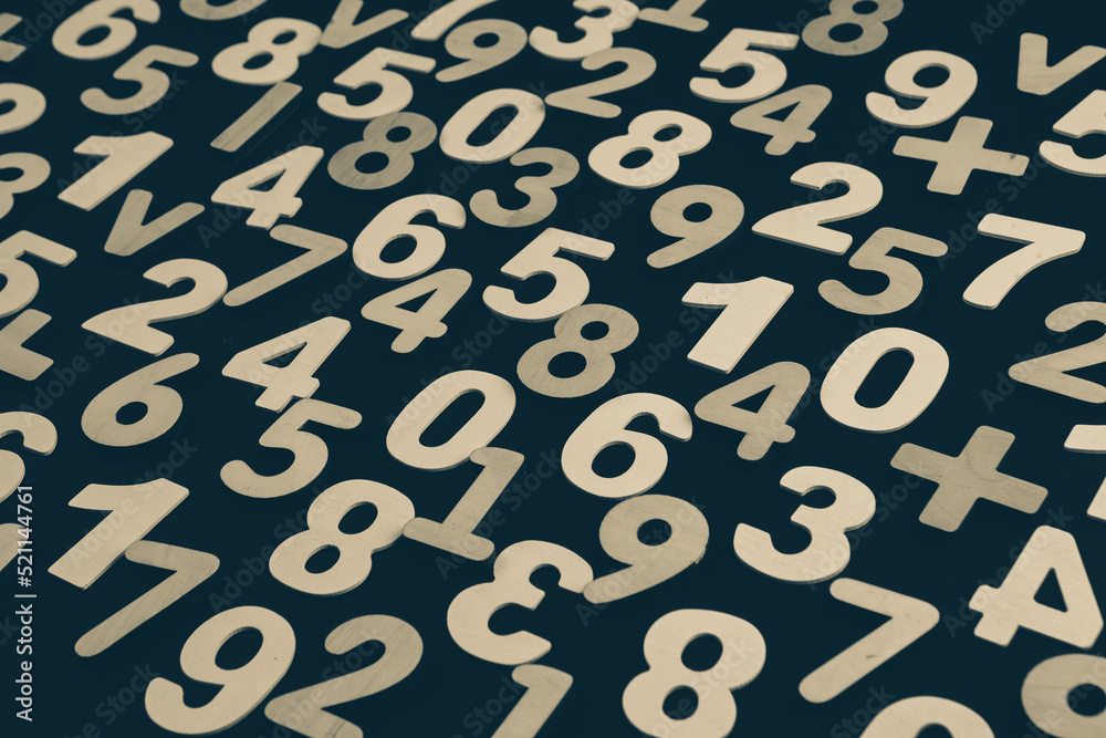 Poster background or texture of numbers. finance data concept. mathematic. seamless pattern with numbers. f