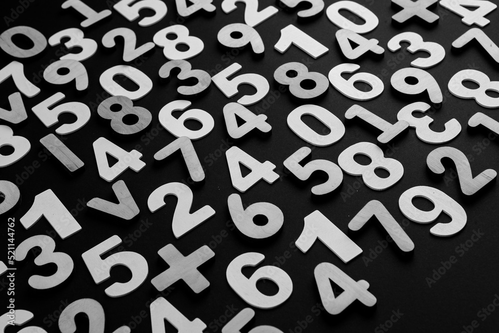 Poster background or texture of numbers. finance data concept. mathematic. seamless pattern with numbers. f