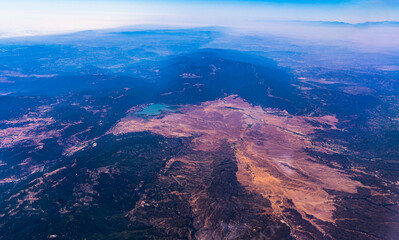 Aerial view of Palomar Mountain and Lake Henshaw and Santa Ysabel landscape