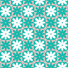 Abstract Geometric Psychedelic Monochrome Florals Squares Seamless Pattern Trendy Fashion Colors Perfect for Allover Fabric Print or Wrapping Paper