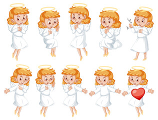 Set of angel cartoon character