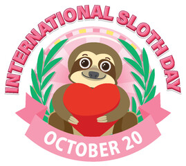 International sloth day banner concept vector