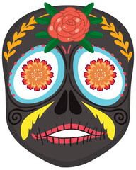 Mexican painted skull isolated