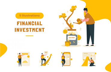 Financial investment business concept illustration bundle pack