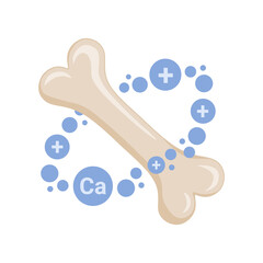 Illustration of a strong healthy bone with calcium. Medicine, the concept of healthcare. Vector illustration isolated on a white background.
