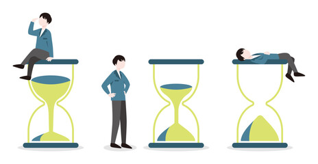 砂時計と人物のビジネスイラストセット