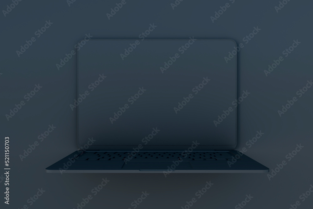 Poster Abstract image of seamless black laptop background. Design and device concept. Mock up, 3D Rendering.