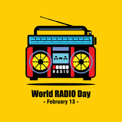 World Radio Day, February 13, poster and banner vector
