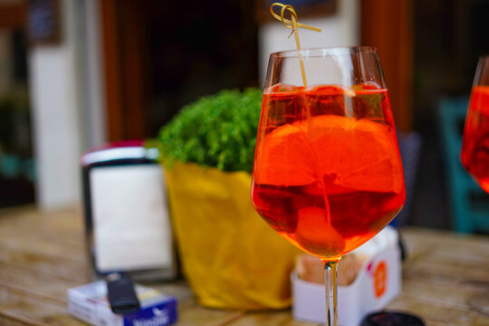 A traditional spritz at a restaurant in Venice, Italy
