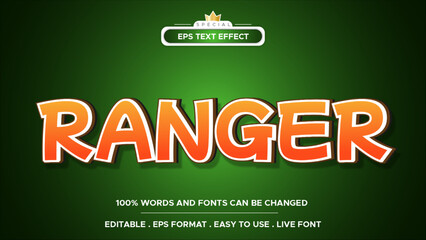 orange ranger gold 3d cartoon hero editable text effect