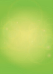 Abstract Green Background with Golden Circular Spot Lights.  Vibrant Sunlight  Summer and Spring Texture. Eco and Environment Page Design. Defocused Fresh Leaf Print. Bokeh Blurry Template.