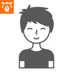 Boy solid icon , glyph style icon for web site or mobile app, child and person , schoolboy vector icon, simple vector illustration, vector graphics with editable strokes.