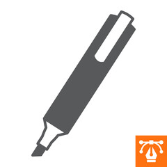 Marker solid icon , glyph style icon for web site or mobile app, write and draw , highlight vector icon, simple vector illustration, vector graphics with editable strokes.