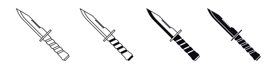 Knife icon vector set. hike illustration sign collection. ammunition symbol. hunting logo. - obrazy, fototapety, plakaty