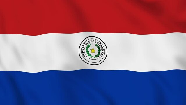Republic of Paraguay realistic waving flag. smooth seamless loop 4k video 	