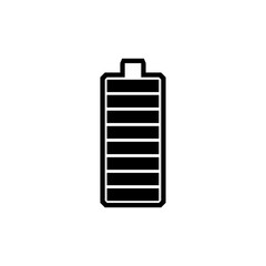 Battery icon. Flat black and white symbol of device charge. Energy level sign.