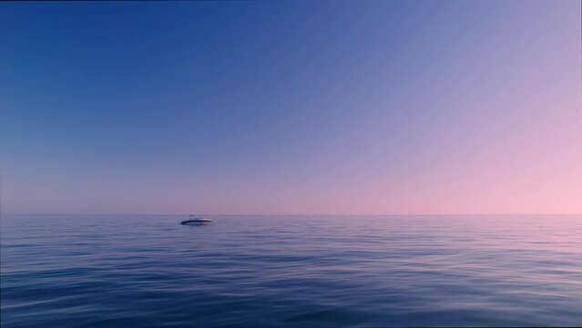 Boat in the endless sea during sunset