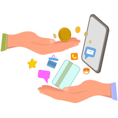 Money transfer, cashing out, 3d vector illustration.
Business, finance,              
 communication, Internet, payment, shopping.