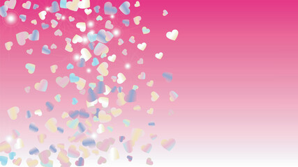 Realistic Background with Confetti of Hearts Glitter Particles. St. Valentine Day. Celebration pattern. Light Spots. Explosion of Confetti. Glitter Vector Illustration. Design for Banner.
