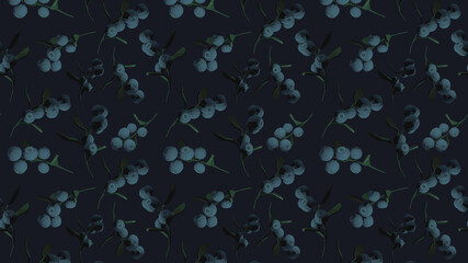Obraz premium Illustration pattern of ripe blueberries in a minimalist style 3d graphics