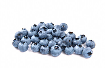 Blueberries on white backgrounds. Juicy and fresh blueberries